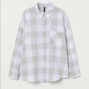 Grey and white checkered flannel, worn once, size small, great condition, thin